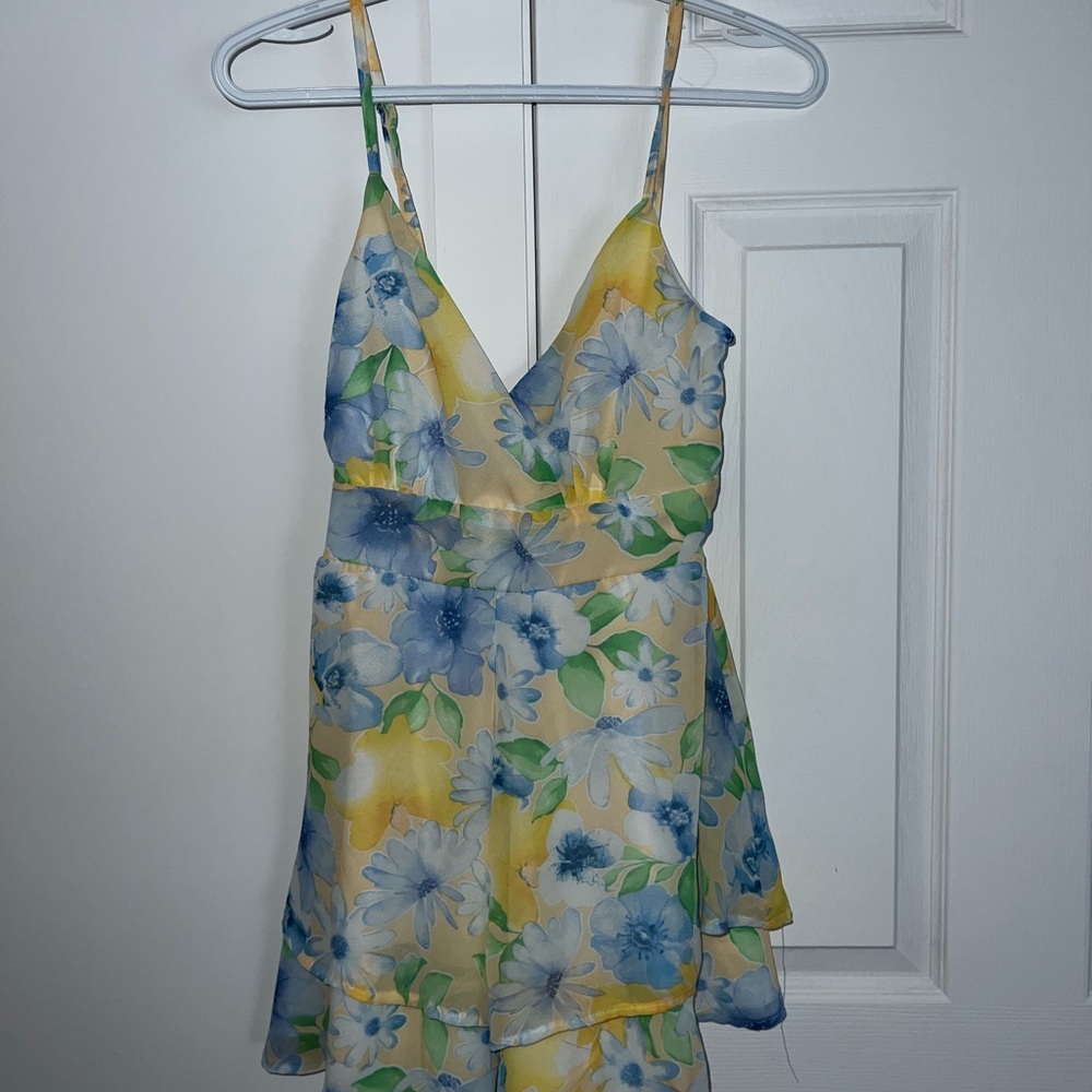 Freewear Society Floral Romper with Spaghetti Straps